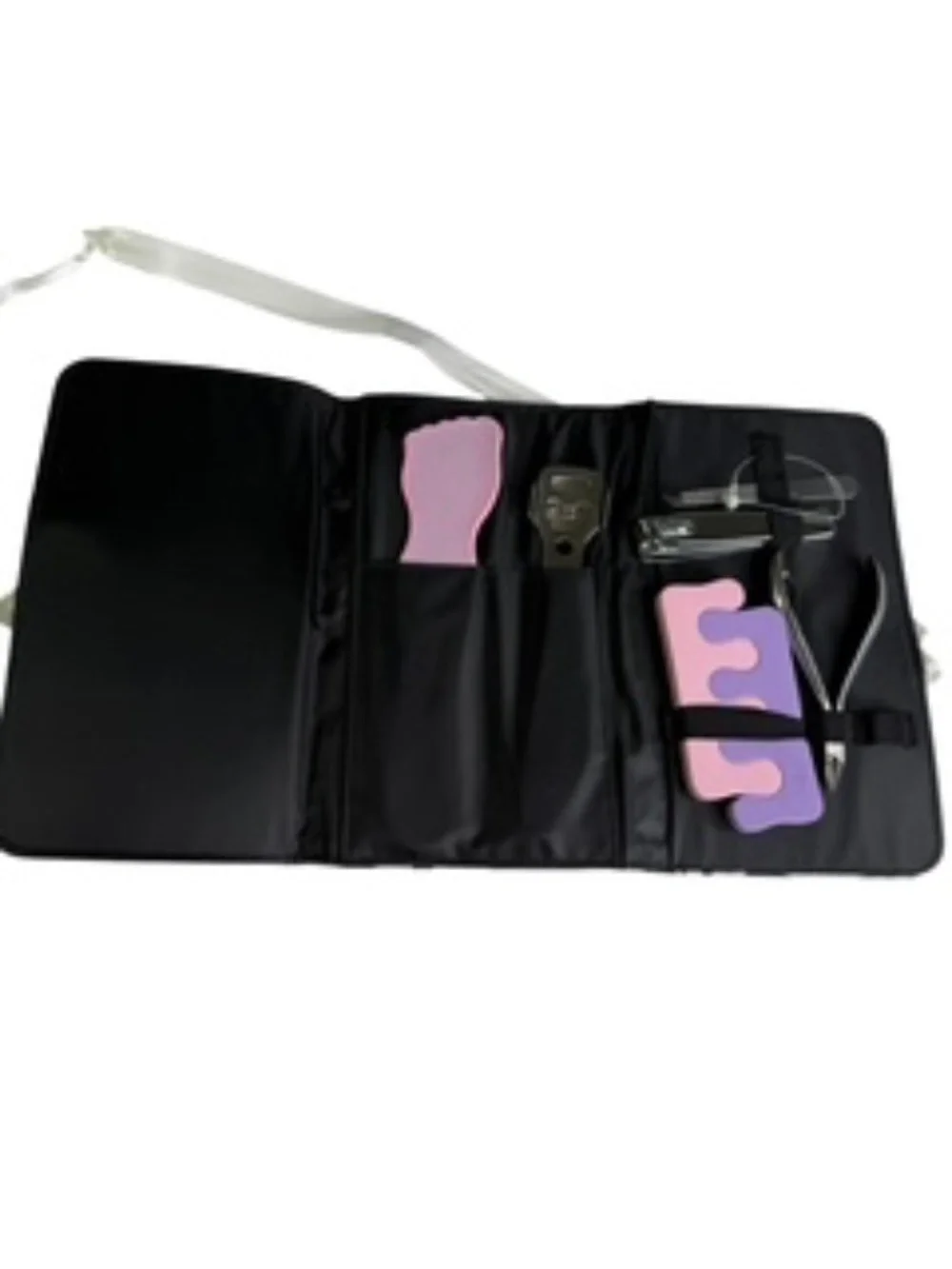 NWOT Totes for Her Pedicure Set Zebra Design Fold Up with Ribbon Tie
